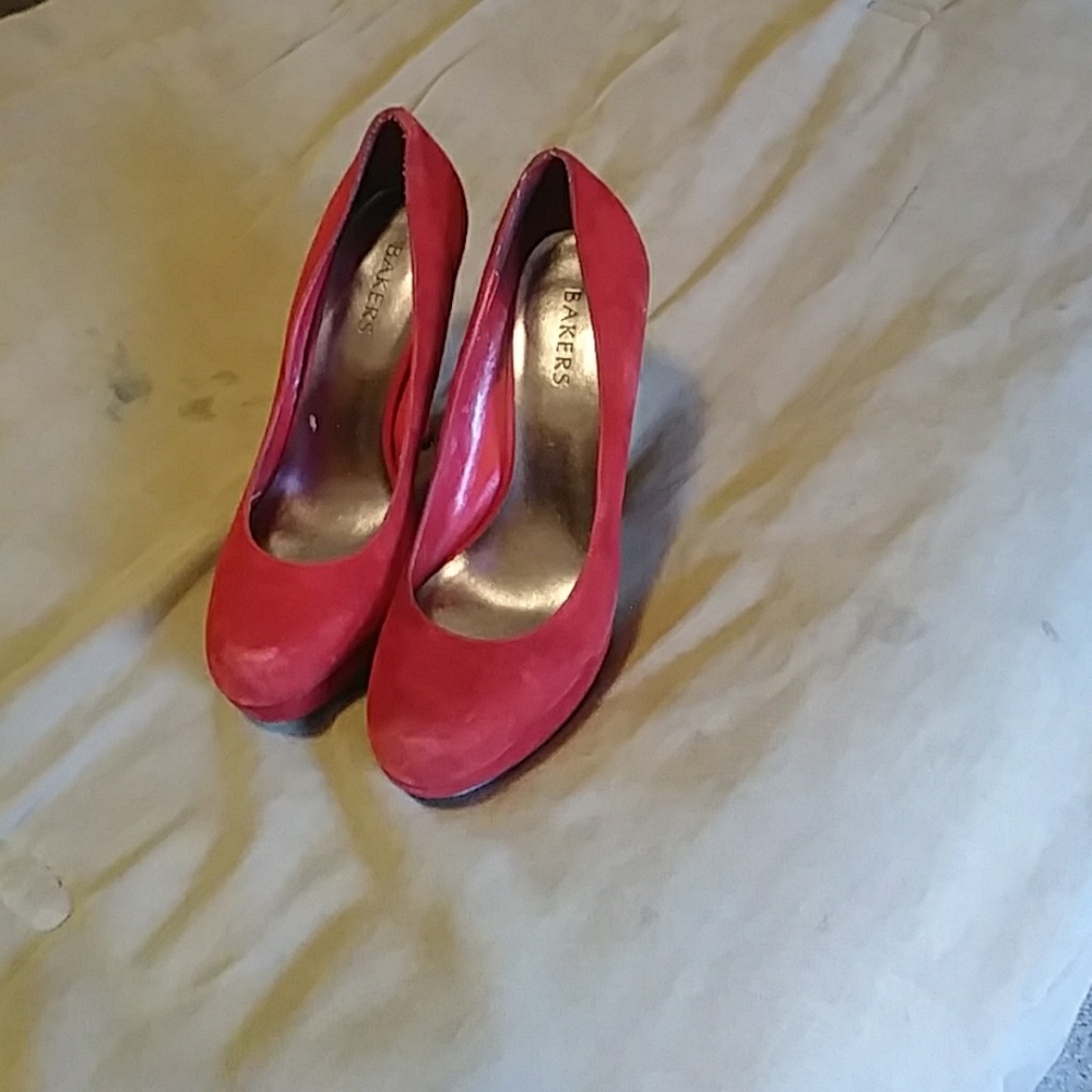 Suede red heels